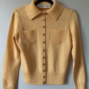 St. John Cardigan Spread Collar Gold Buttons melon orange size S VINTAGE